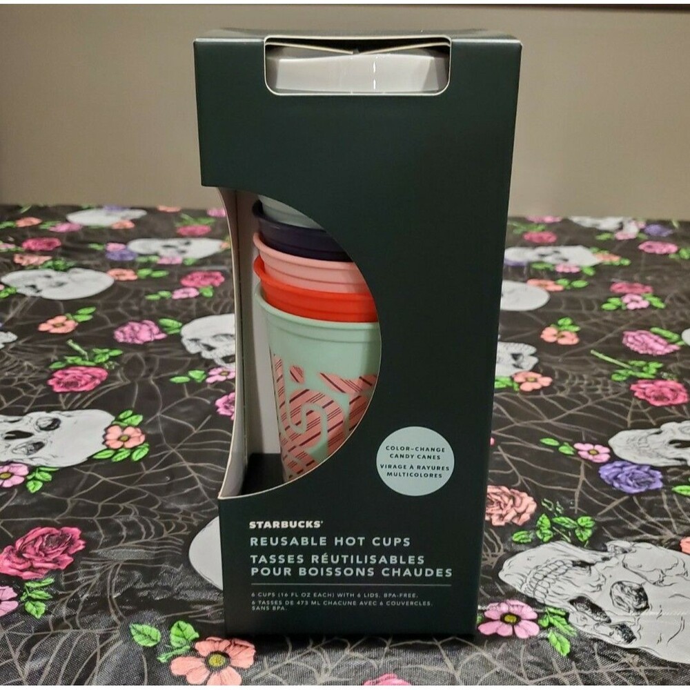 Starbucks Reusable Hot Cups 6 Pack 2020 Holiday Color Changing Candy Cane